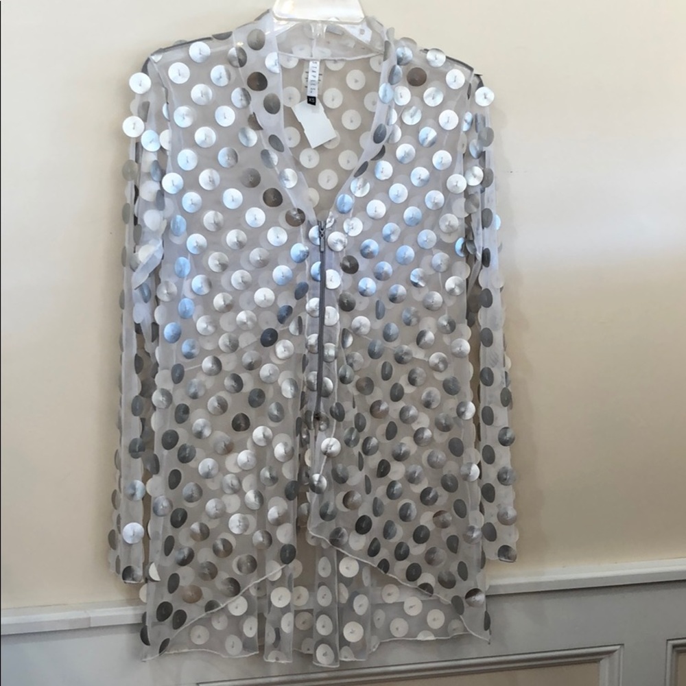 NWT Staples sheer white grey dots size xs